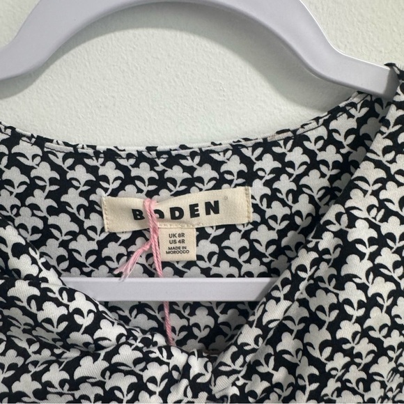 NWT Boden Empire Knot Midi Jersey Dress Stretch Black Lily Sprig Long Sleeve 4R - Picture 7 of 14